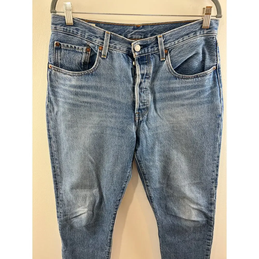 Levi's Premium Blue Medium Wash Cotton Raw Hem Women's Denim Jeans Size 30
